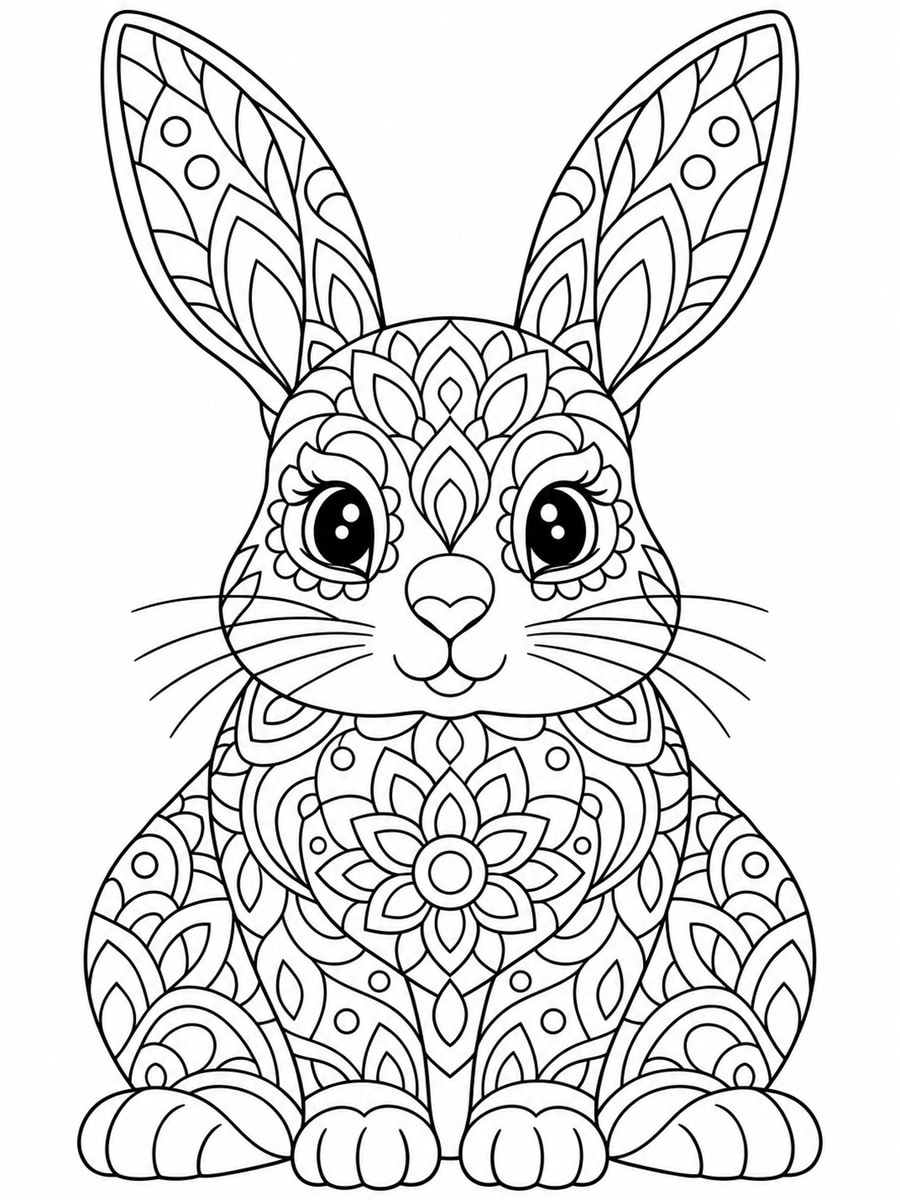 Coloriage lapin mandala