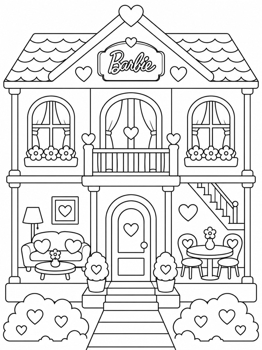 Coloriage maison de Barbie