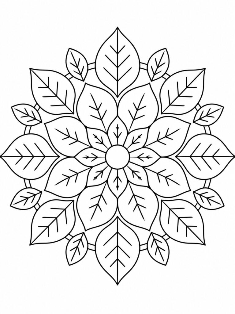 Mandala feuille coloriage mandala feuille