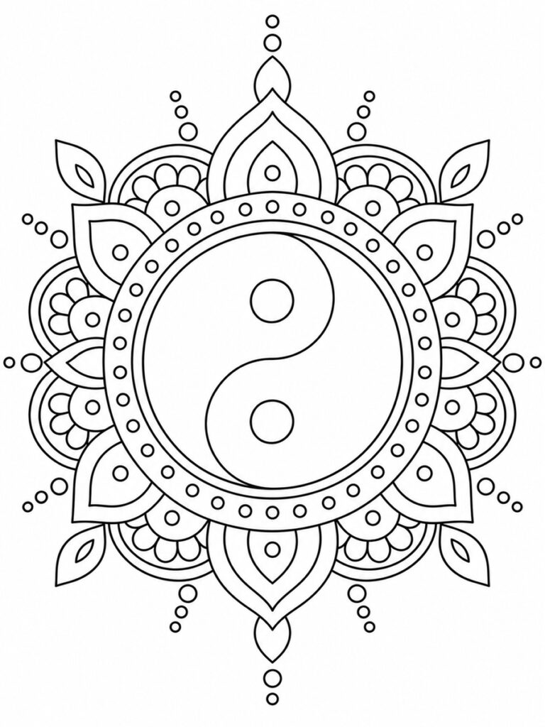 Coloriage mandala yin yang