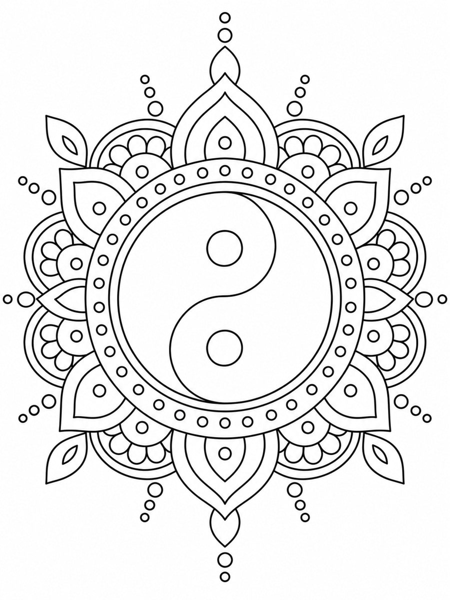 Coloriage mandala yin yang