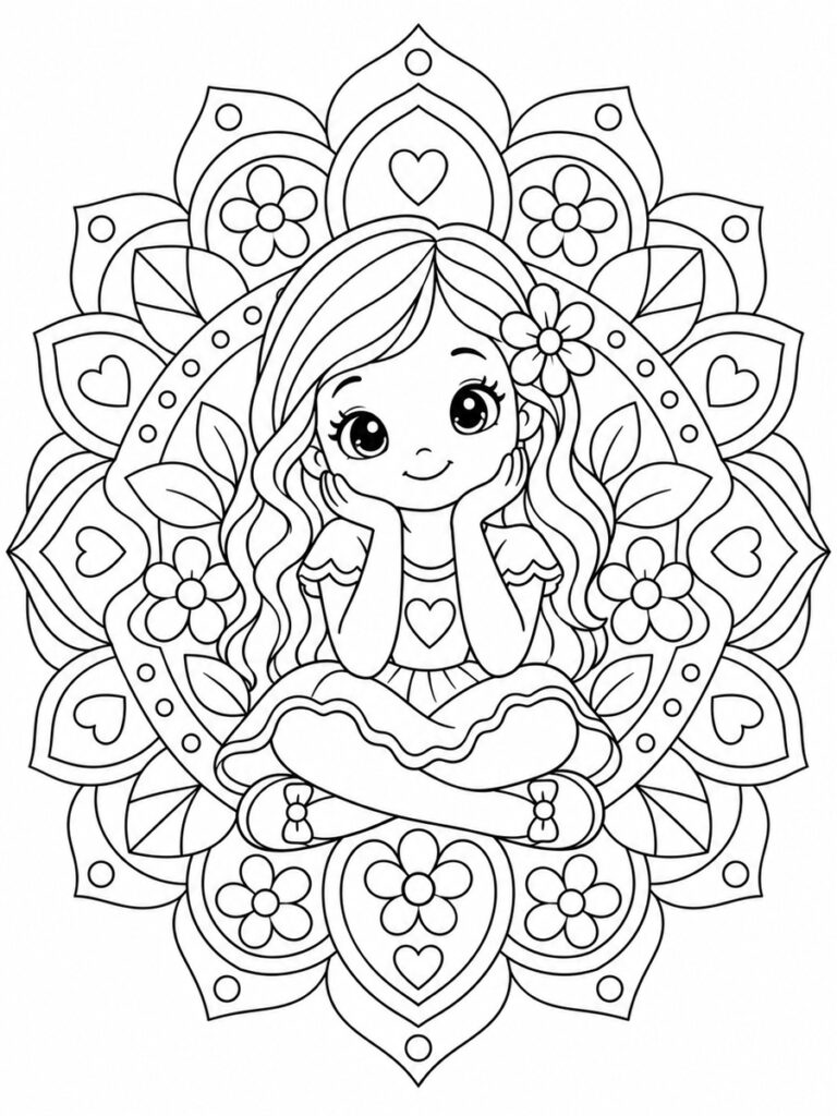 Coloriage mandala fille