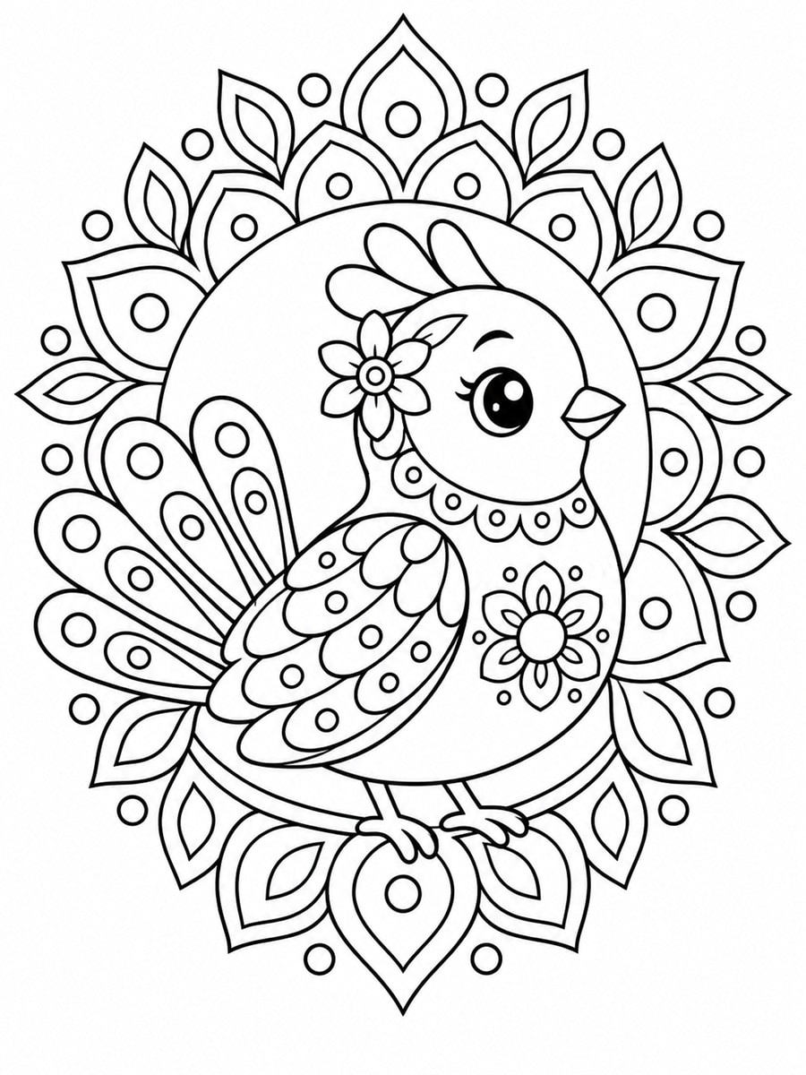 Coloriage oiseau mandala