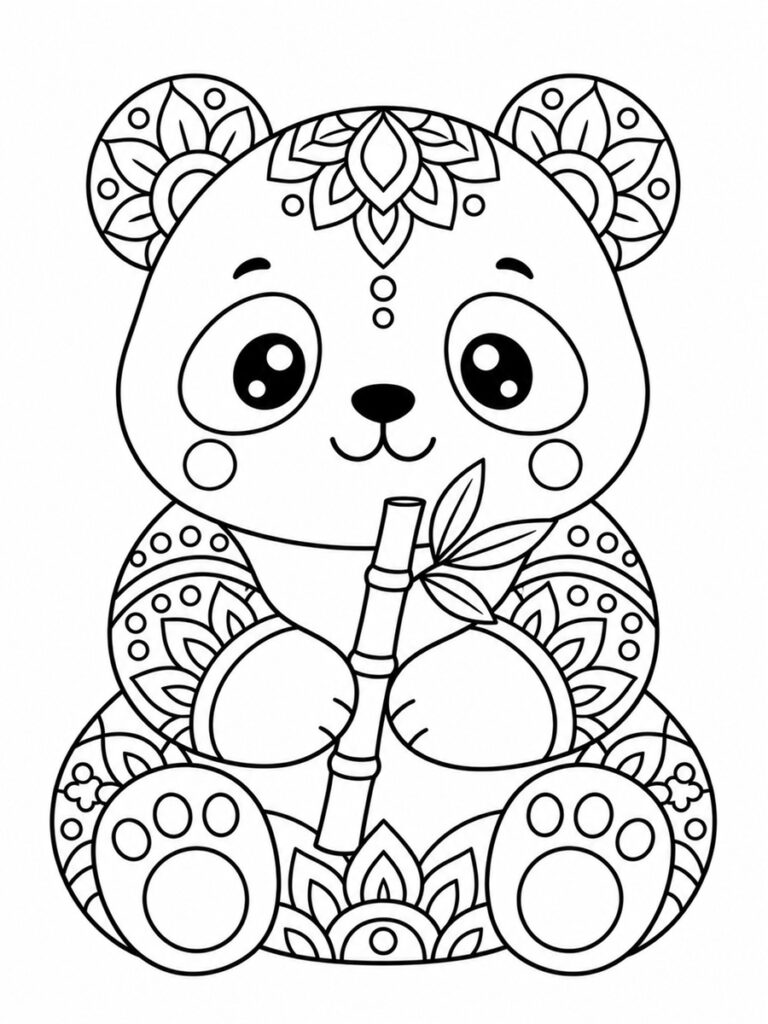 Panda mandala kawaii Coloriage panda mandala kawaii