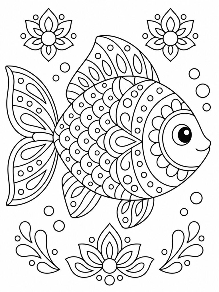 Poisson mandala Coloriage poisson mandala