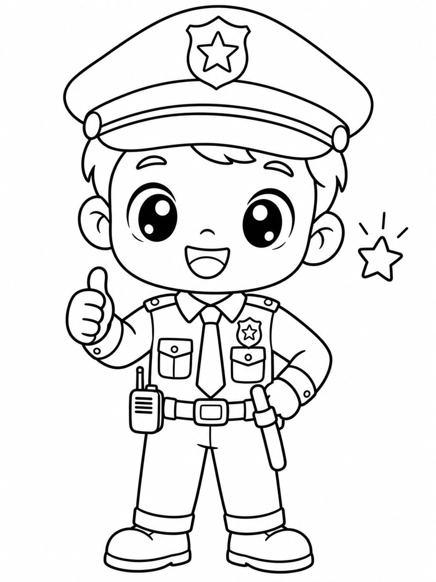 Coloriage policier kawaii
