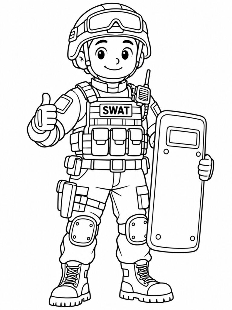 Coloriage policier SWAT