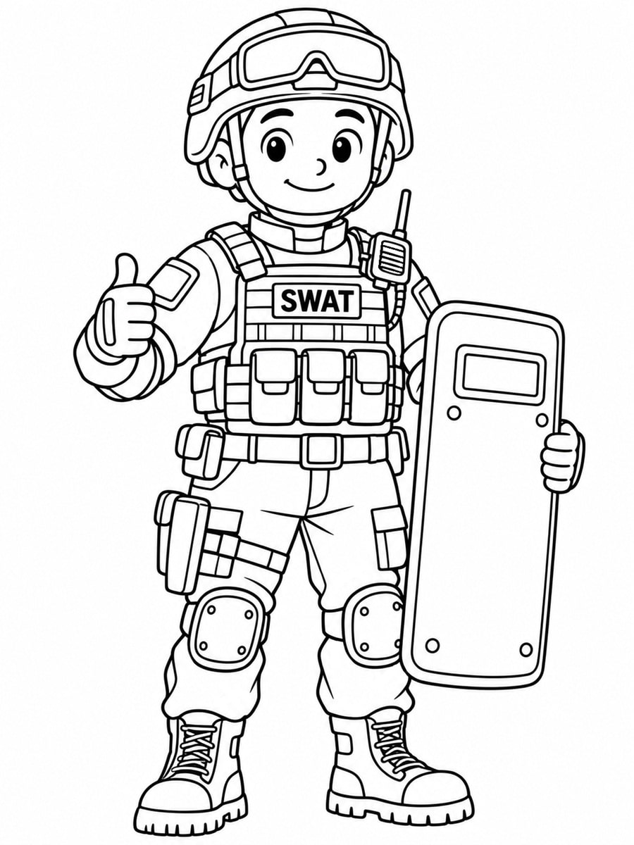 Coloriage policier SWAT