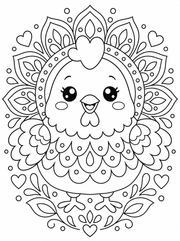 Coloriage poule mandala