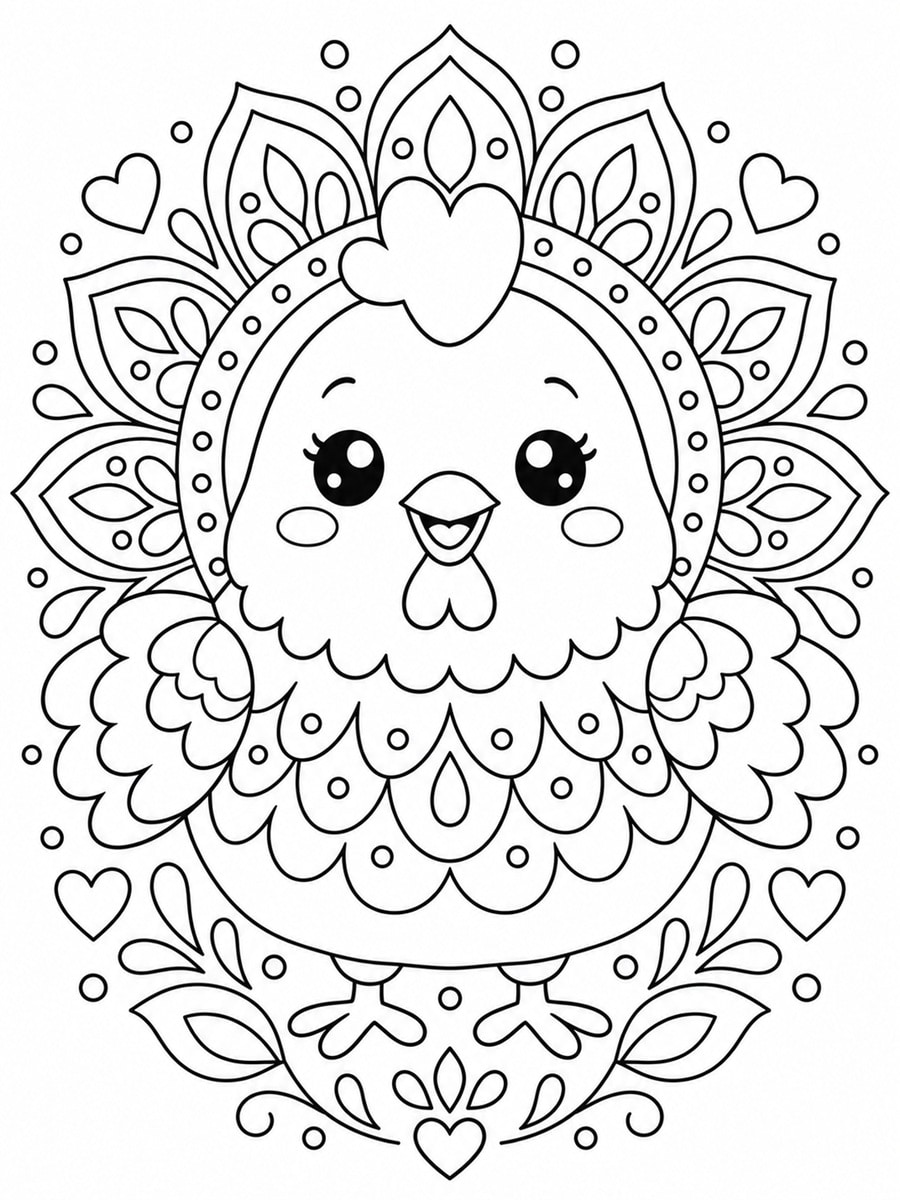 Coloriage poule mandala