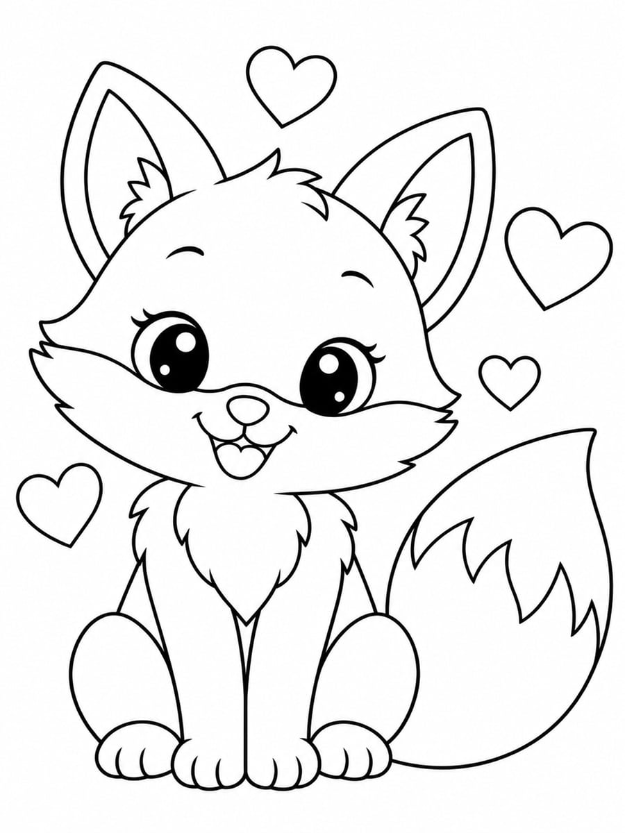 Coloriage renard cœur