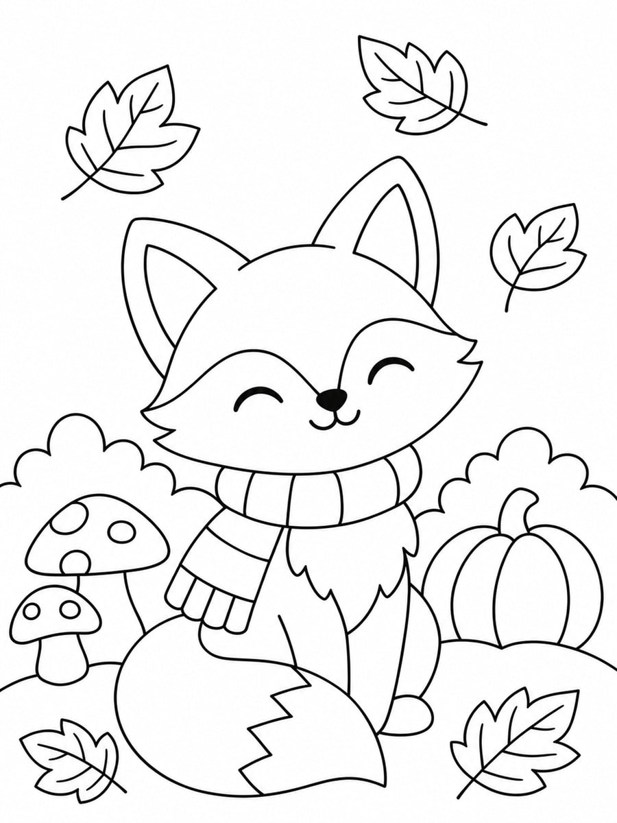 Coloriage renard d'automne
