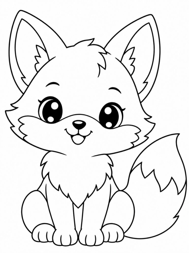 Coloriage renard kawaii