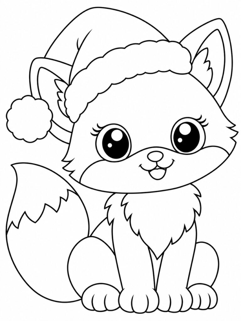 Coloriage renard de Noël