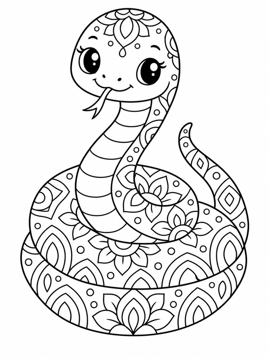 Coloriage serpent mandala kawaii