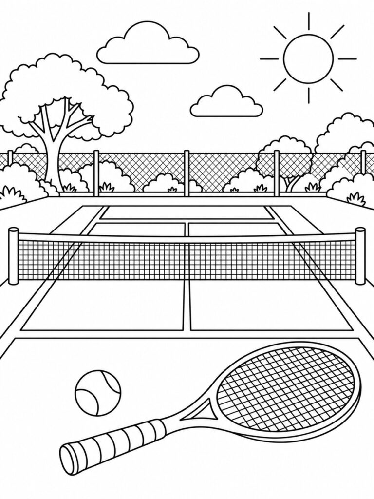 Coloriage terrain de tennis