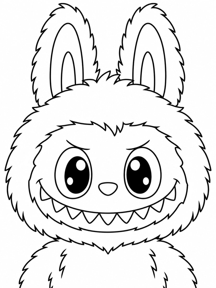 Coloriage tête de Labubu