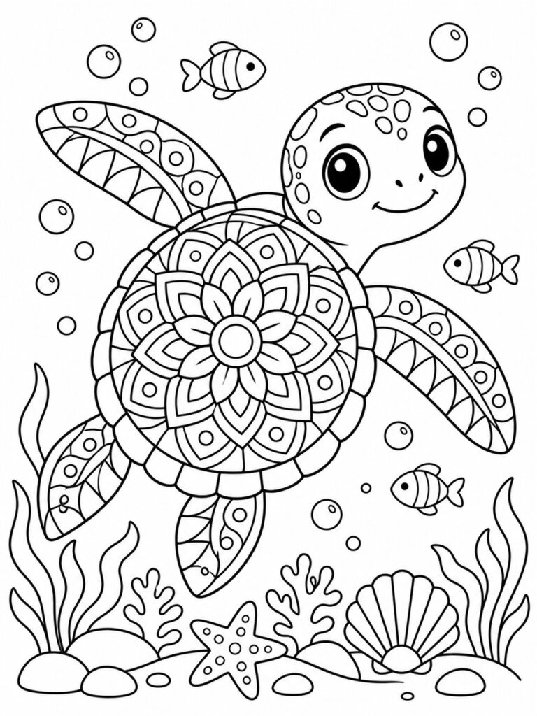 Coloriage tortue de mer mandala