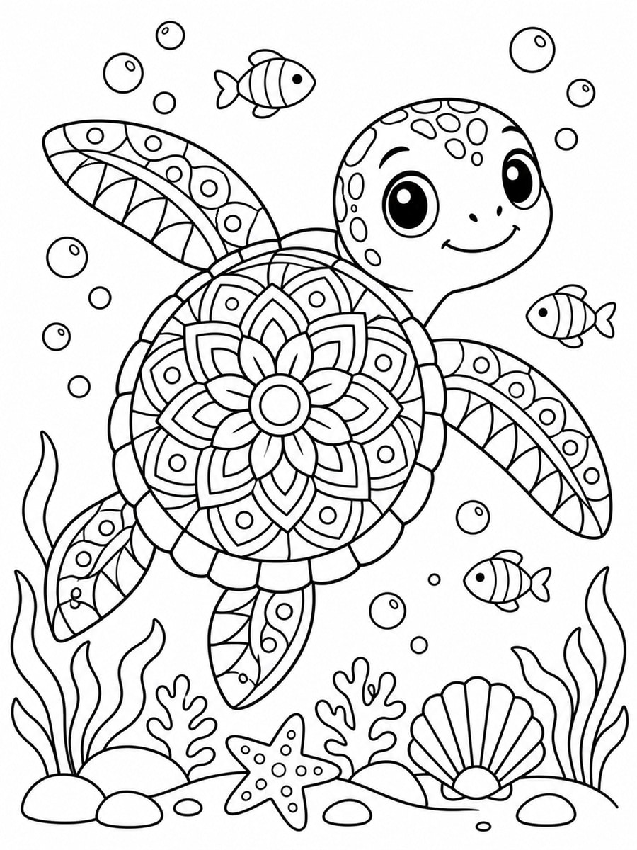 Coloriage tortue de mer mandala