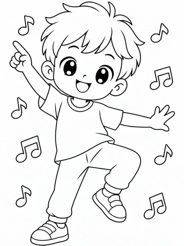 Enfant qui danse Coloriage enfant qui danse
