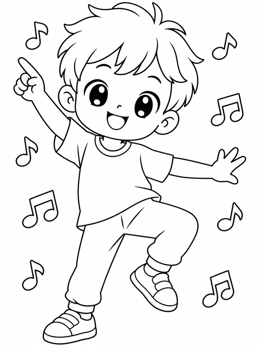 Coloriage enfant qui danse